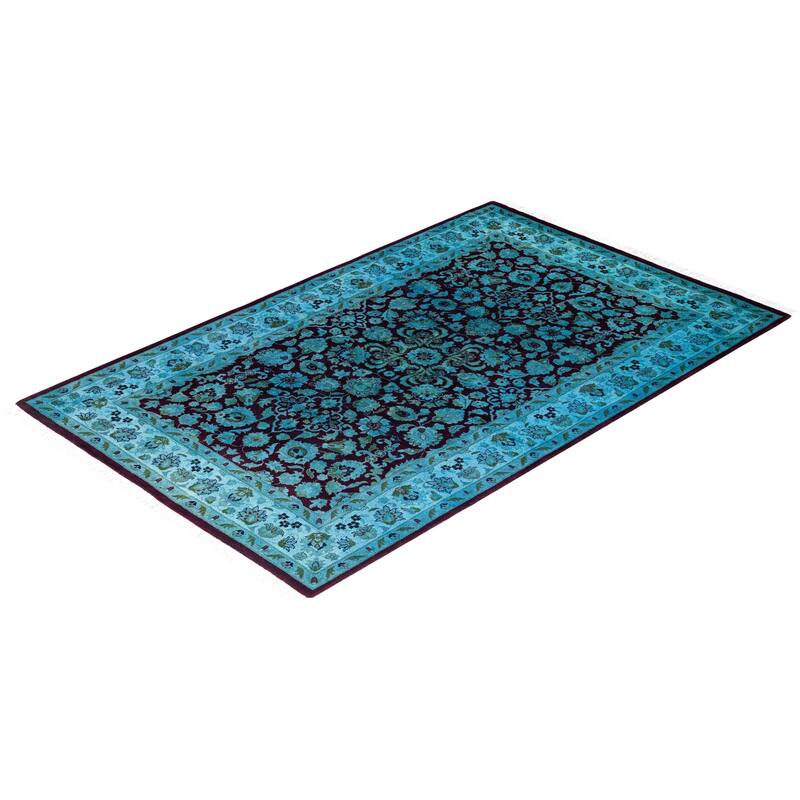Contemporary Overdyed Wool Hand Knotted Area Rug - 3' 2" x 5' 0"