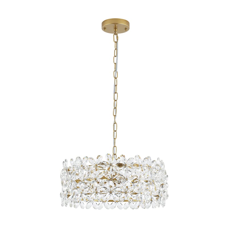 3-Light Crystal Flower Chandelier - Adjustable Chain for Glamorous Home Dining/Living - 3 Light