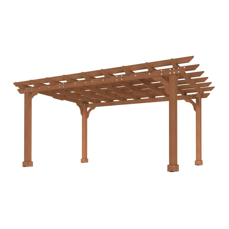 VEIKOUS Outdoor Cedar Wood Pergola Gazebo Kit with Flat Roof Trellis for Patio, Deck, Garden and Backyard