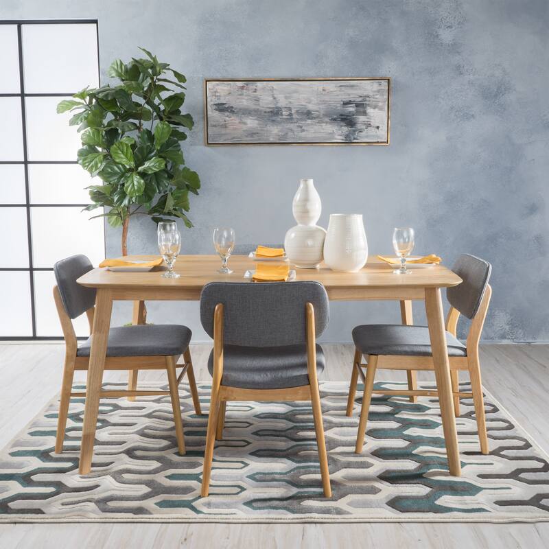 Carson Carrington Kemi Mid-century 5-piece Wood Large Dining Table Set - Grey/Oak