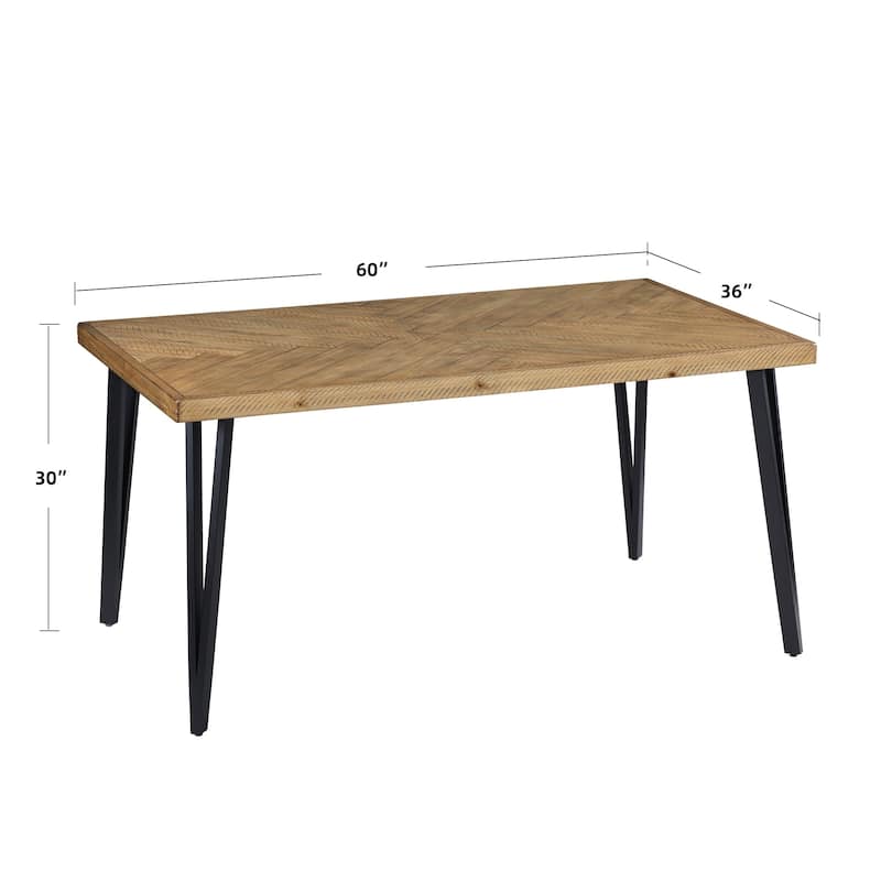 Reclaimed 60" Length Wood Texture and Iron Dining Table - N/A