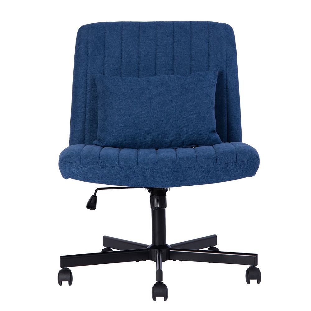 Velvet Criss Cross Armless Office Chair with Wheels - Versatile for Home Office, Meditation & Makeup