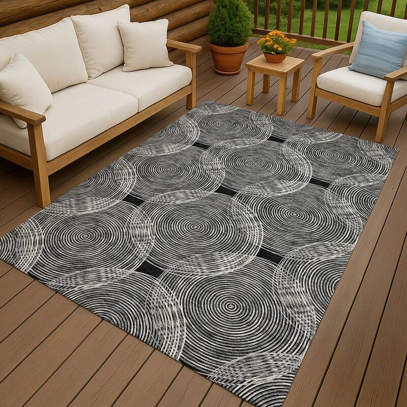 Machine Washable Indoor/ Outdoor Modern Pune Chantille Rug