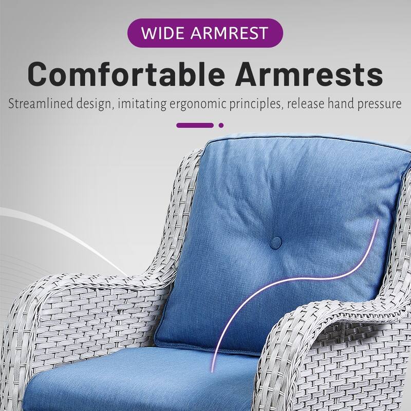 ArcoBay Wicker PE Rattan Outdoor Patio Swivel Glider Chairs with 4'' Olefin Cushions (2-Pack)