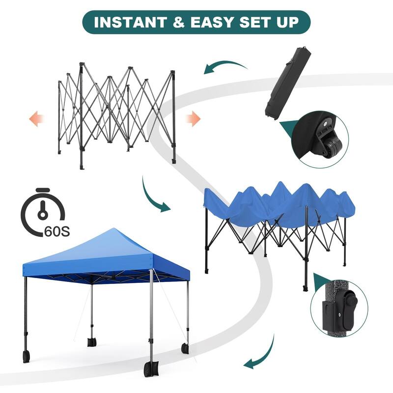 10x10 Ft Pop Up Canopy Tent, Portable Heavy Duty Commercial Canopy