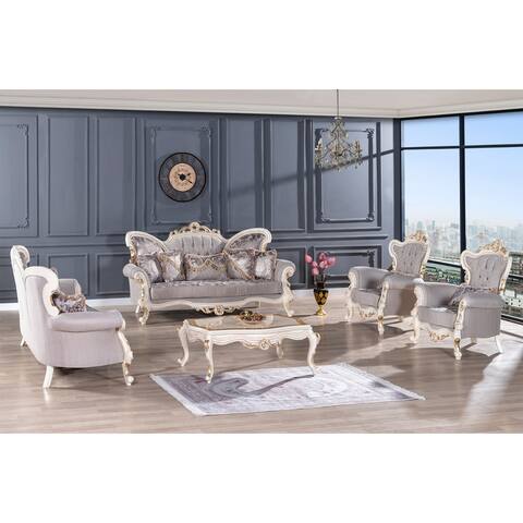 Kelebek Traditional 5 Pieces Living Room Set 2 Sofa 2 Chair 1 Coffe Table
