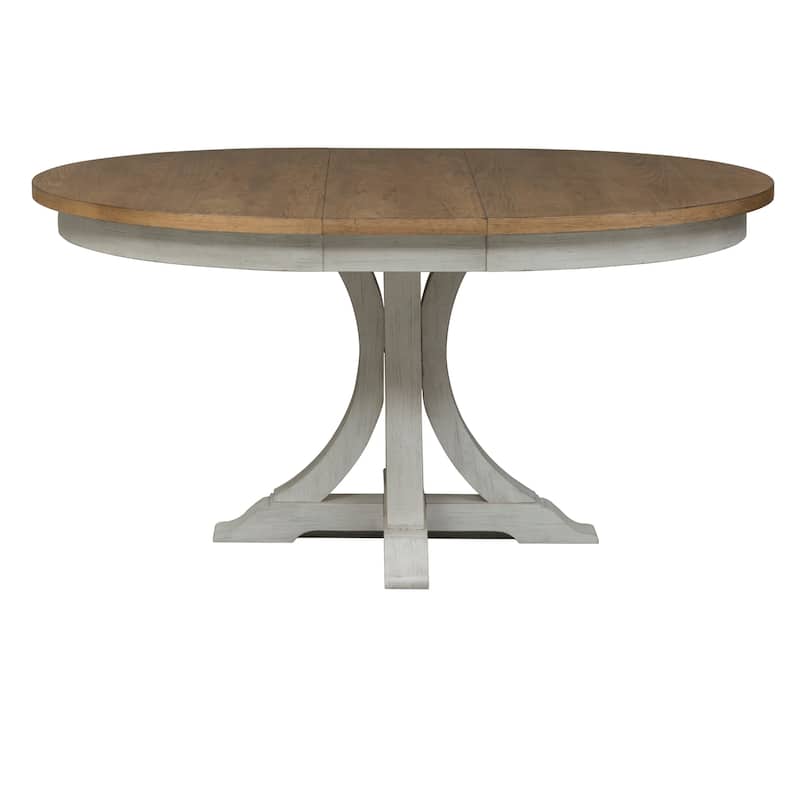 Farmhouse Reimagined Antique White Opt 5 Piece Pedestal Table Set