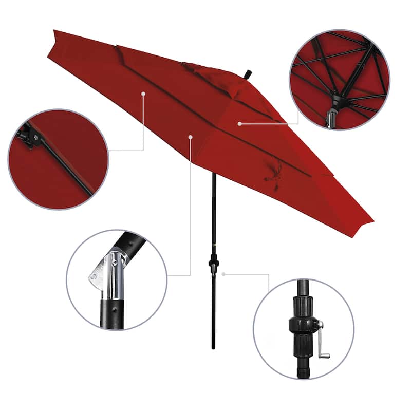 North Bend 11-foot Crank Open Auto-tilt Black Umbrella by Havenside Home