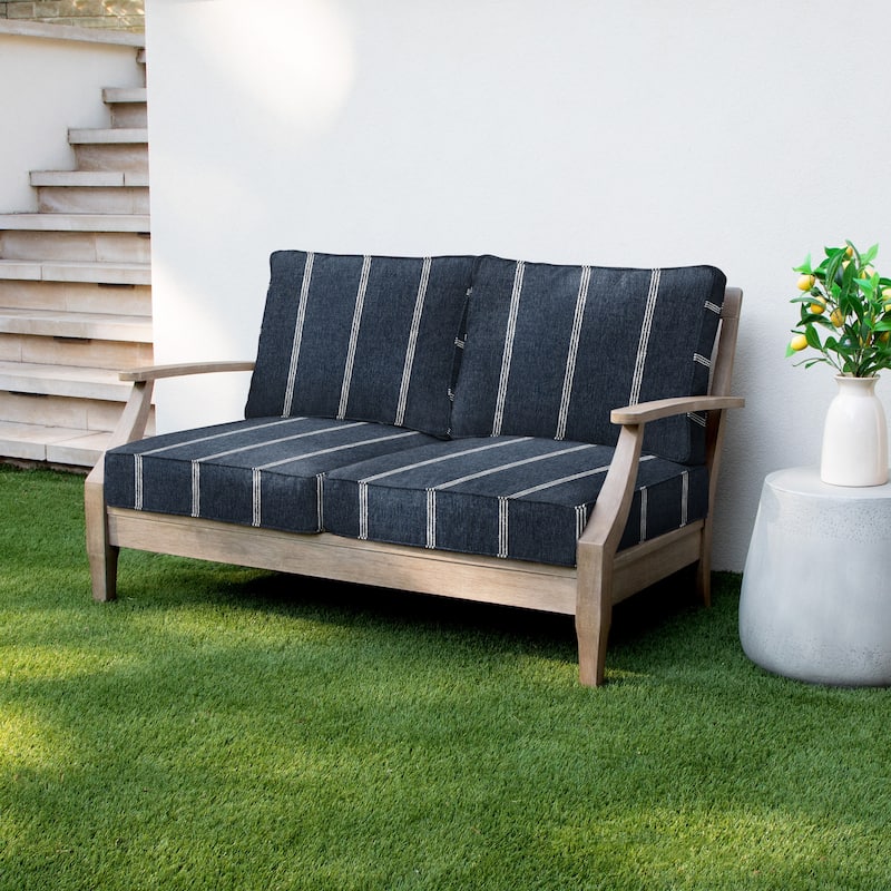 Sorra Home Sunbrella Outdoor Loveseat Cushion Set - 22.5 in W x 22.5 in D x 5 in H - Lengthen Indigo