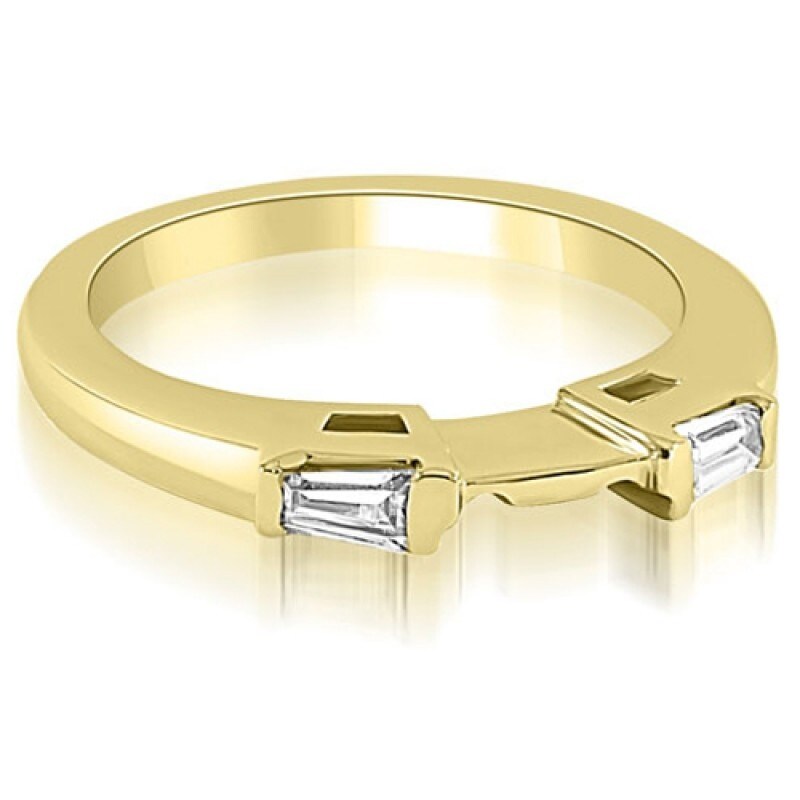 Shop 0 15 Ct Petite Baguette Cut Diamond Wedding Band In 14kt Gold