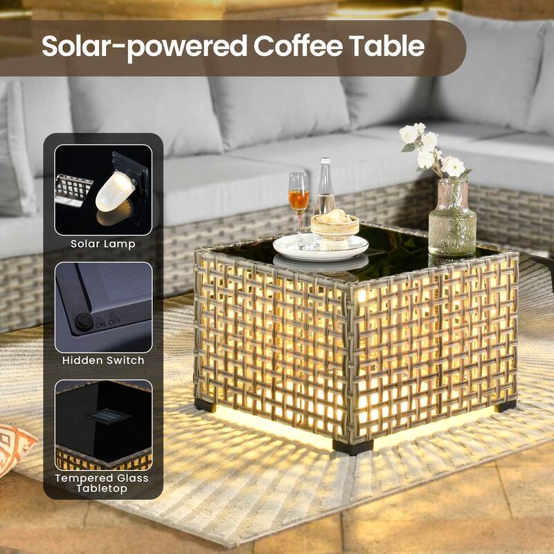 XIZZI 11-piece Patio Rattan Wicker Furniture Set with Fire Pit Table