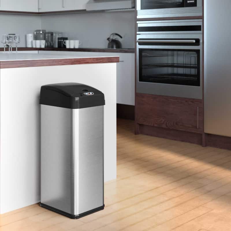 iTouchless 13 Gal Extra-Wide Stainless Steel Sensor Kitchen Trash Can