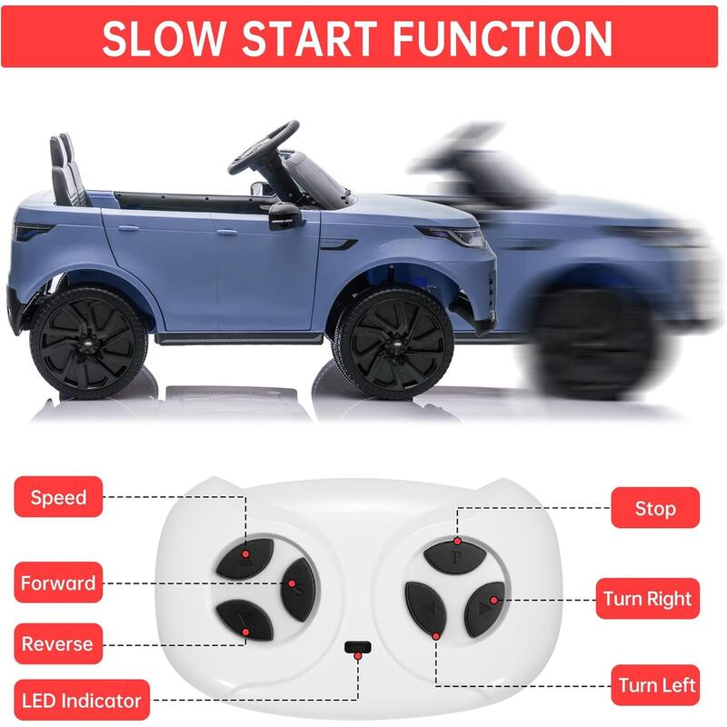 12V Kids Ride On Car,Licensed Land Rover Style, 4.5Ah Battery, 2 Motors, 3 Speed Modes, Safety Features