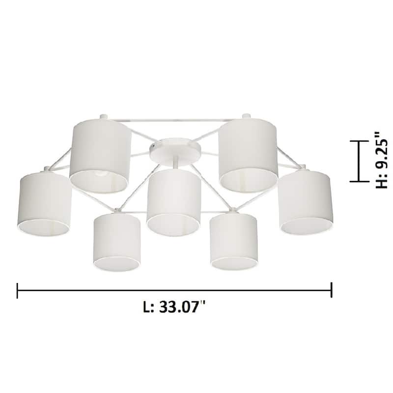 Eglo Staiti 33-Inch 7-Light White Semi Flush Mount Ceiling Light
