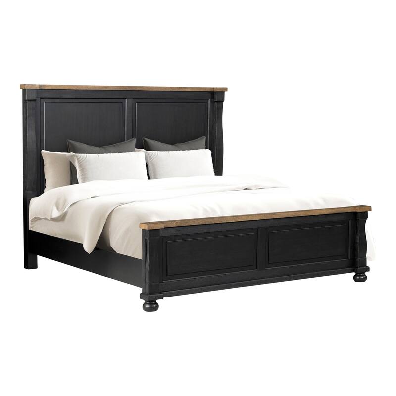 Furniture of America Lucan I 6-Piece Farmhouse Black Solid Wood Panel Bedroom Set