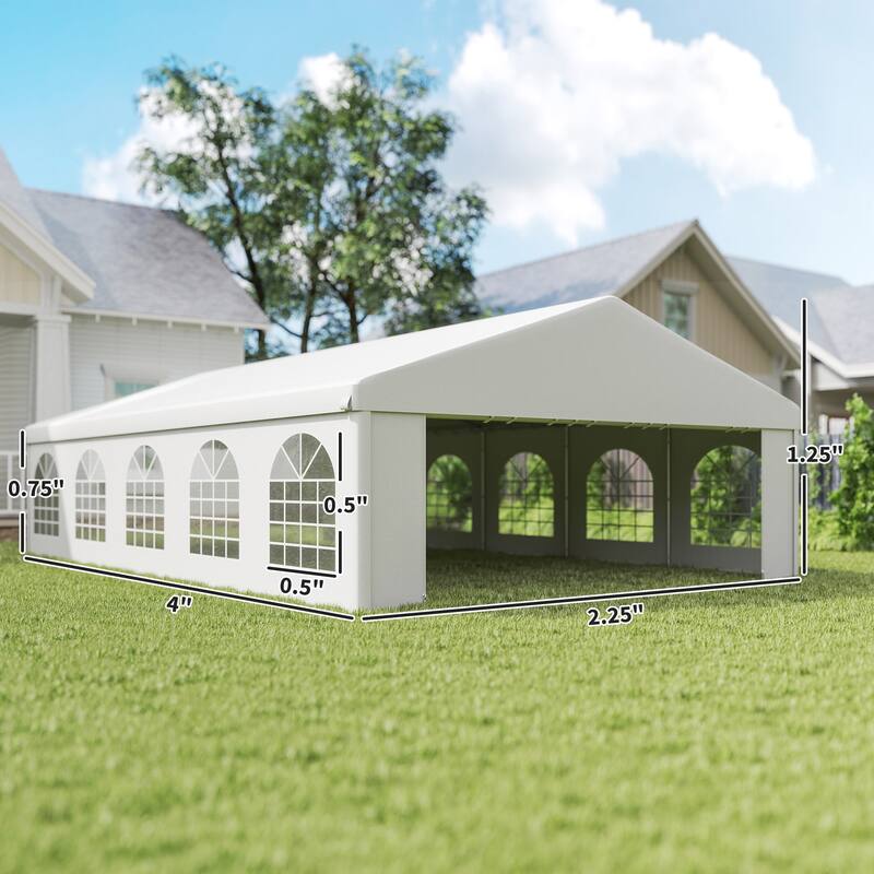Outsunny 20' x 32' Heavy Duty Party Tent, Large Canopy Tent w/ Removable Protective Sidewalls