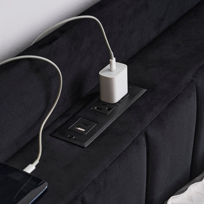 Upholstered Wingback Bed