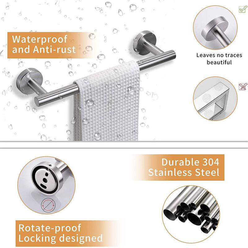 4 Piece Bathroom Hardware Set Wall Mount Modern Bathroom Towel Holder Bar Set 304 Stainless Steel Bath Fixtures Accessories Set