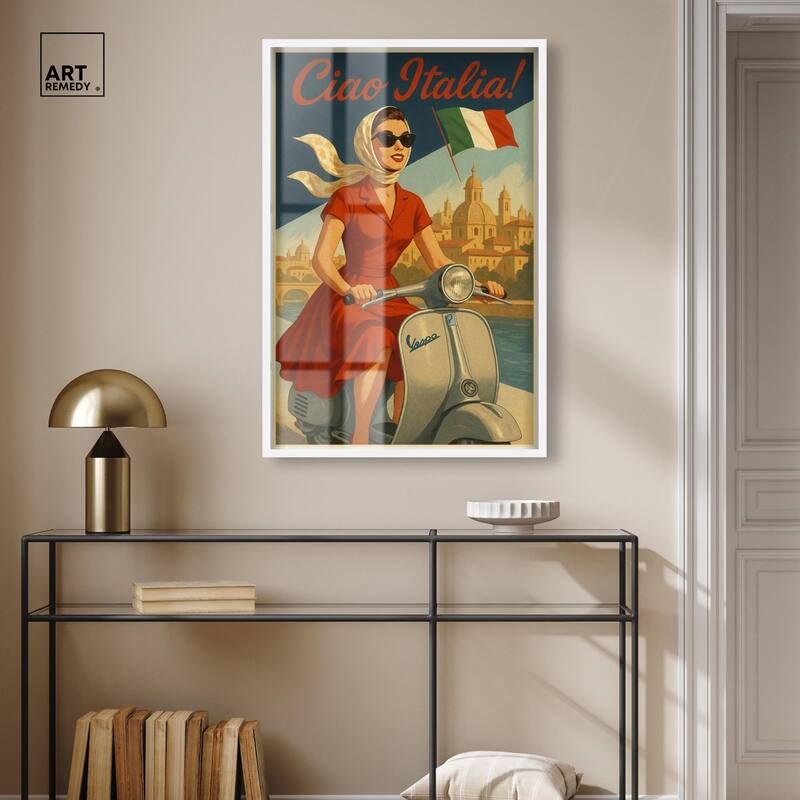 Scooter Italian Travel Shadowbox by Art Remedy