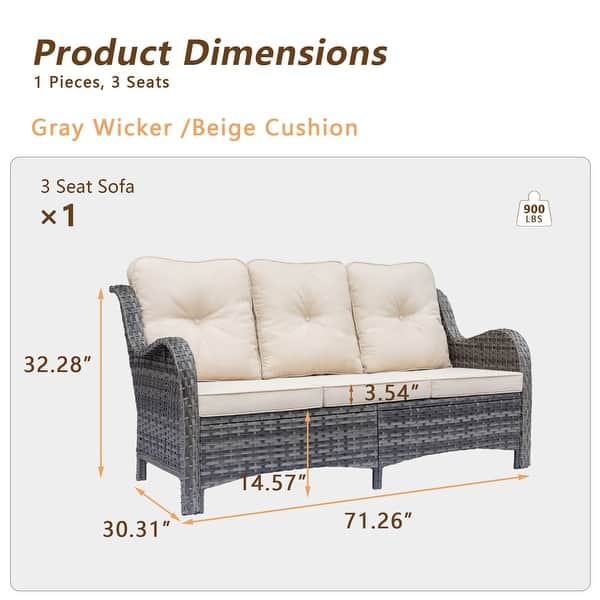 dimension image slide 3 of 9, Gray Wicker Rattan Outdoor Patio Furniture Set Swivel Chair with Cushion