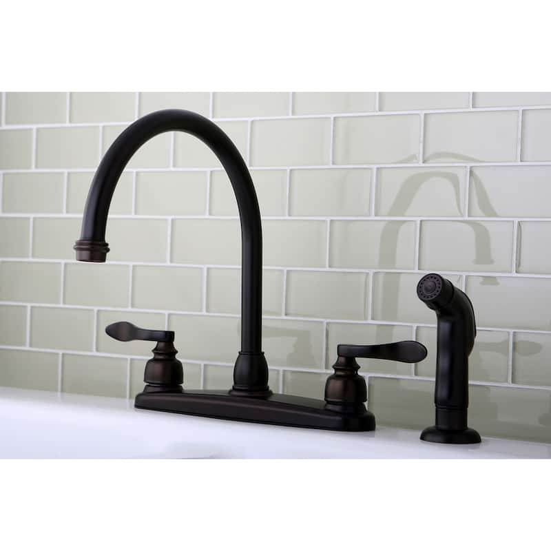 Kingston Brass Oil-Rubbed-Bronze Brass Two-Handled Kitchen Faucet with Side Sprayer