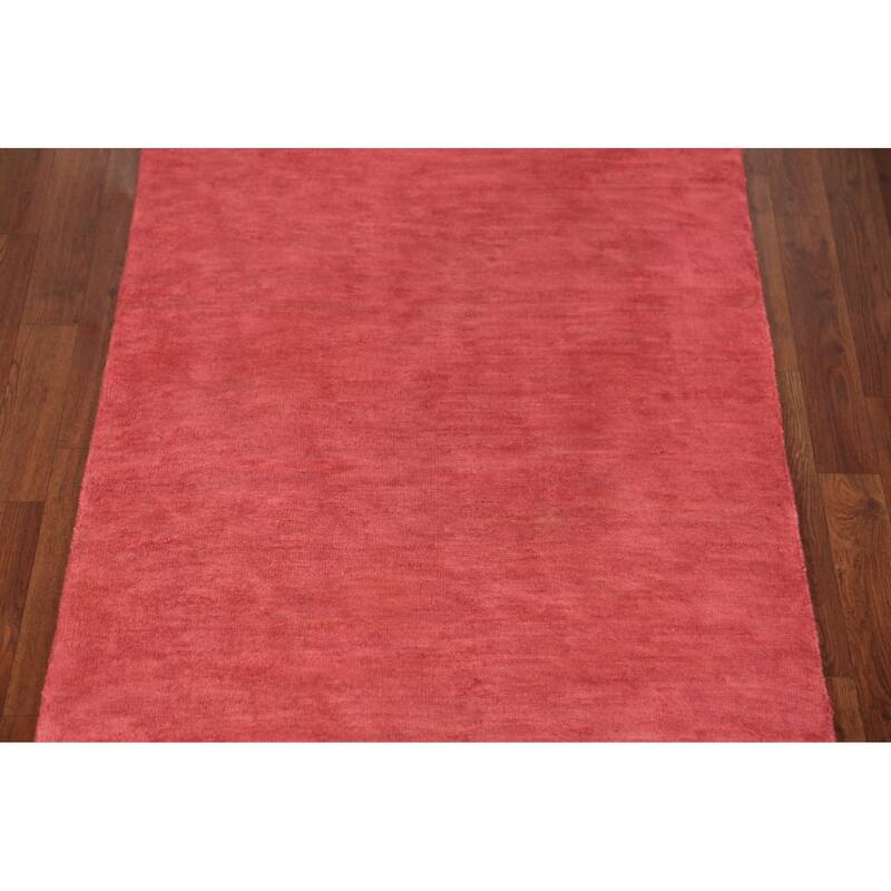 Pink Gabbeh Oriental Runner Rug Hand-Knotted Wool Carpet - 3'2" x 12'3"