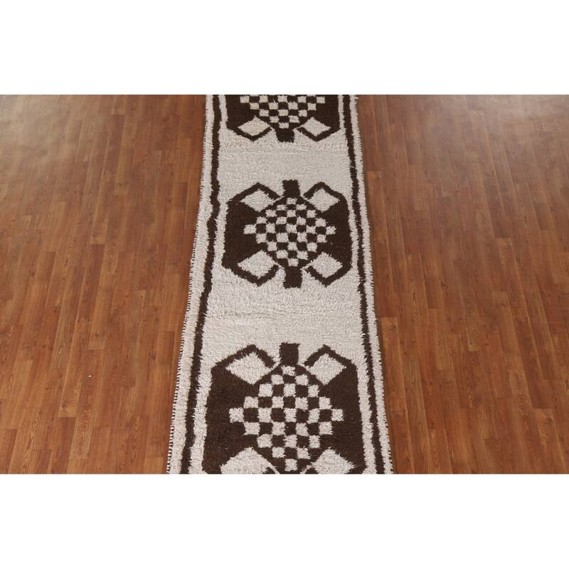 Plush Turkish Anatolian Runner Rug Handmade Wool Carpet - 3'2"x 12'1"