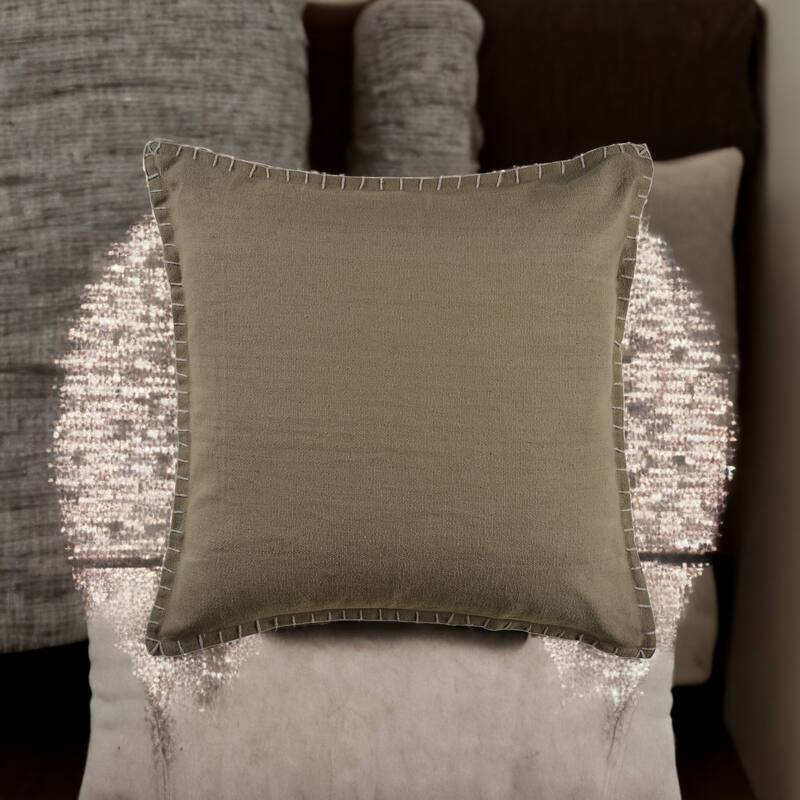 HomeRoots 22" X 22" Birch 100% Cotton Zippered Pillow