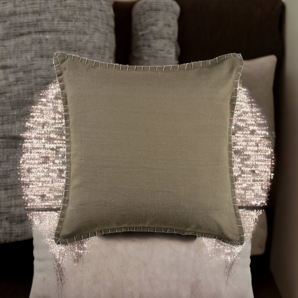 HomeRoots 22" X 22" Birch 100% Cotton Zippered Pillow