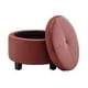 preview thumbnail 12 of 17, Porthos Home Donn Faux Leather Round Storage Ottoman with Rubberwood Legs