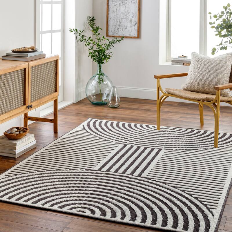 Livabliss Remi Mod Stripe Machine Washable Area Rug