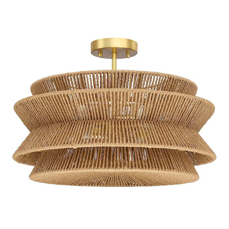 Silvia 4-Light Tiered Woven Rope Semi-Flush Mount Ceiling Light - 20'' W