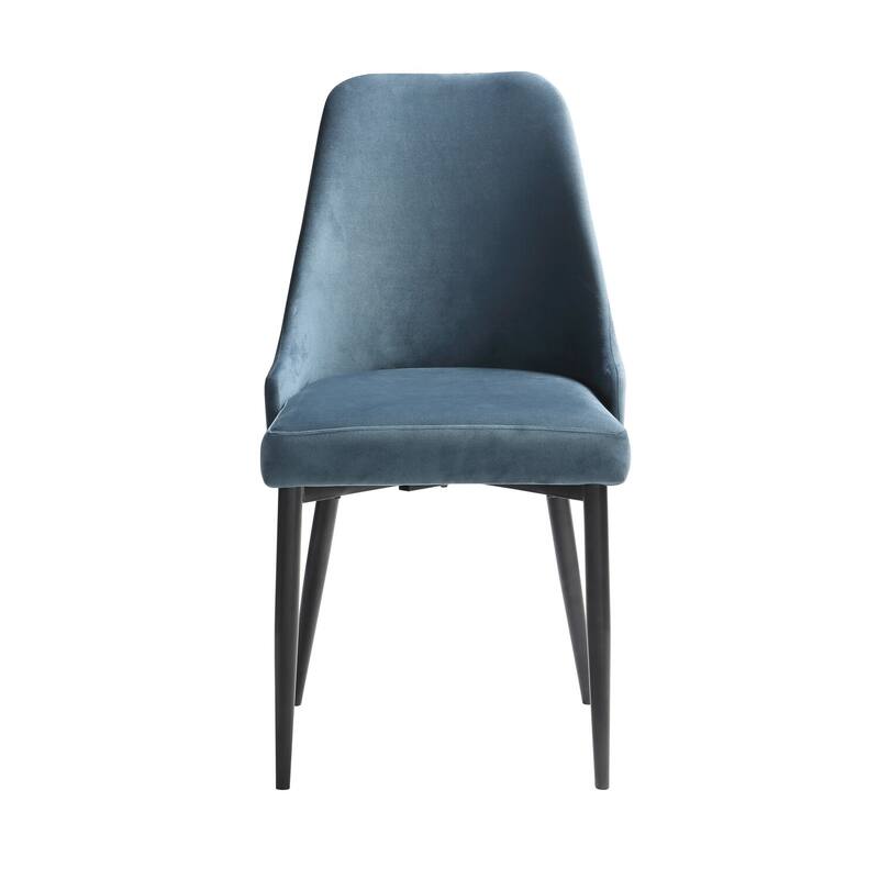 Black/Blue Velvet Upholstered Metal Frame Dining Chair, Set of 2, Sturdy Dining Chair for Dining Rooms - 17.5