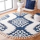 preview thumbnail 62 of 104, SAFAVIEH Moroccan Tassel Shag Iulieana Boho Tribal 2-inch Thick Rug 6' Round - Navy/Ivory