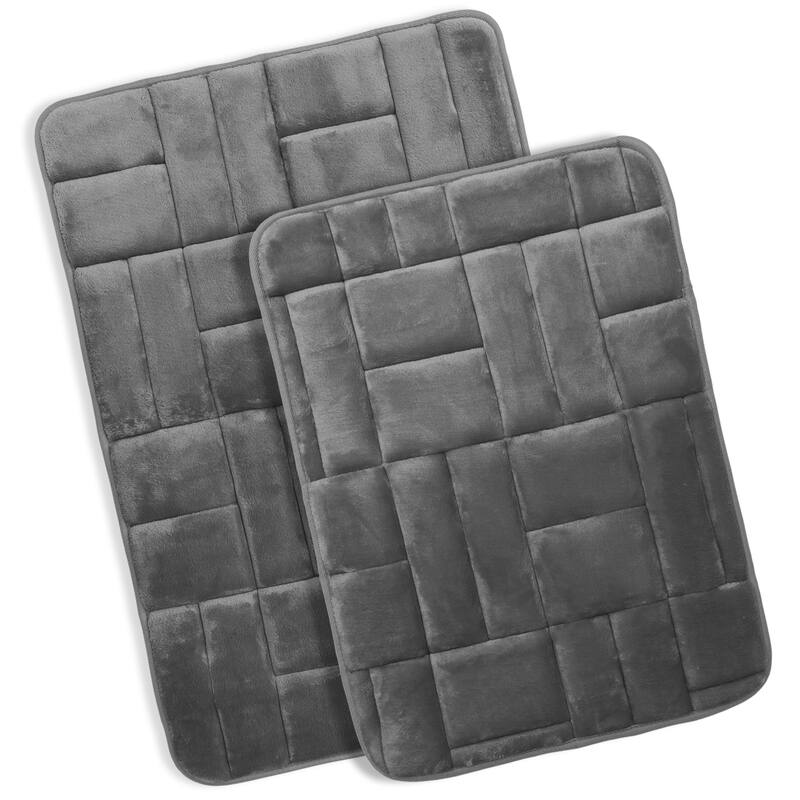 Clara Clark Ultra Soft Non Slip and Absorbent Bath Rug - Tiled Velvet Memory Foam Bath Mat