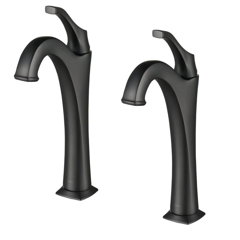 Kraus Pack of (2) Arlo 1.2 GPM Vessel Single Hole Bathroom Faucet with - Matte Black
