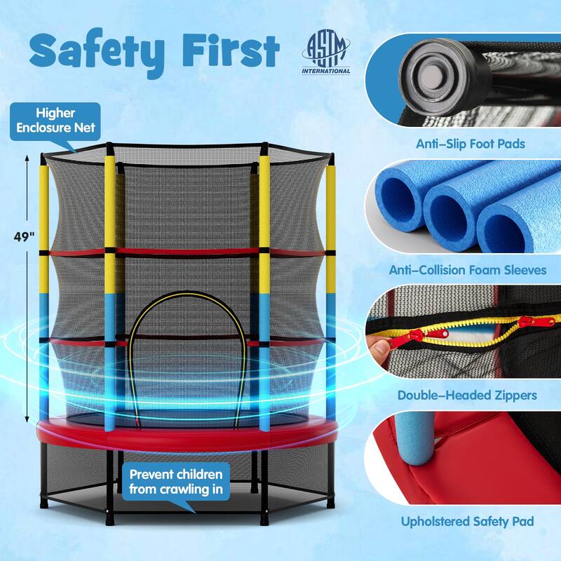 Kids Trampoline with Safety Net Indoor Outdoor Use Bounce Jumper