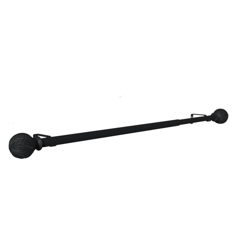 Adjustable Black Single Curtain Rod with Final Set for Window