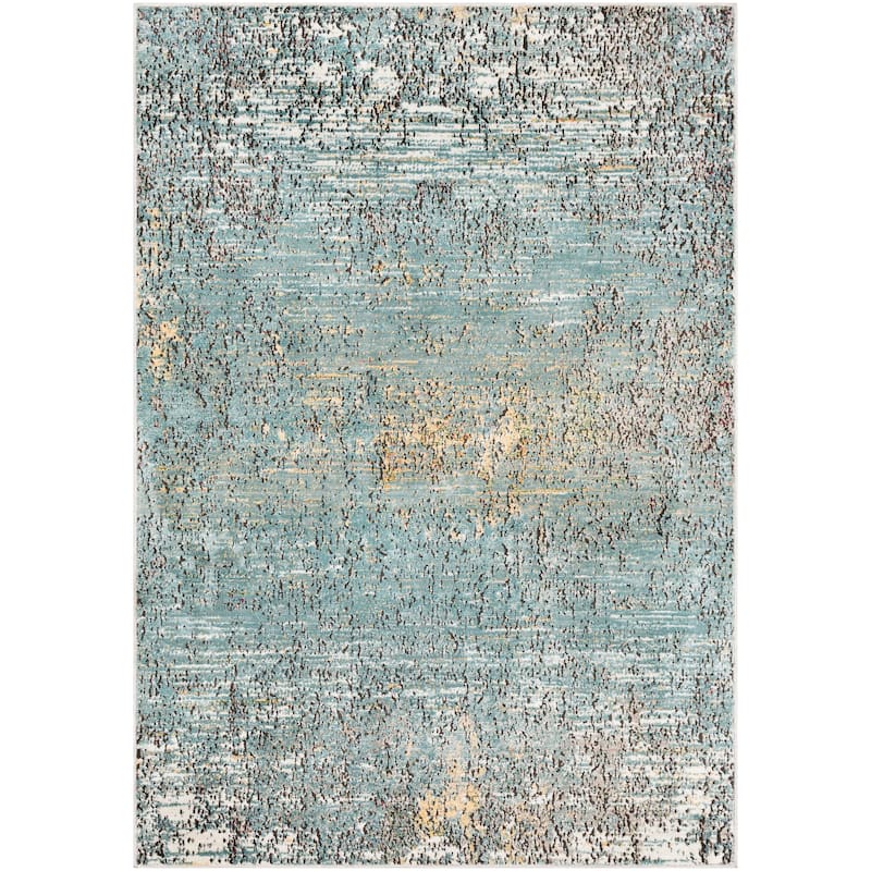Barsala Aqua Contemporary Abstract Area Rug - 3' 11" x 5' 11"