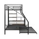 preview thumbnail 26 of 28, Twin Over Full Size Metal Bunk Bed with Trundle & Storage Staircase, Bedroom Heavy Duty Bed Frame with Full-Length Guardrail