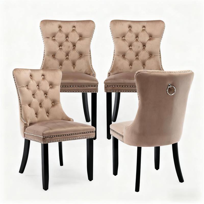 Tufted Naliheads Solid Wood Upholstered Dining Chairs (Set of 4)