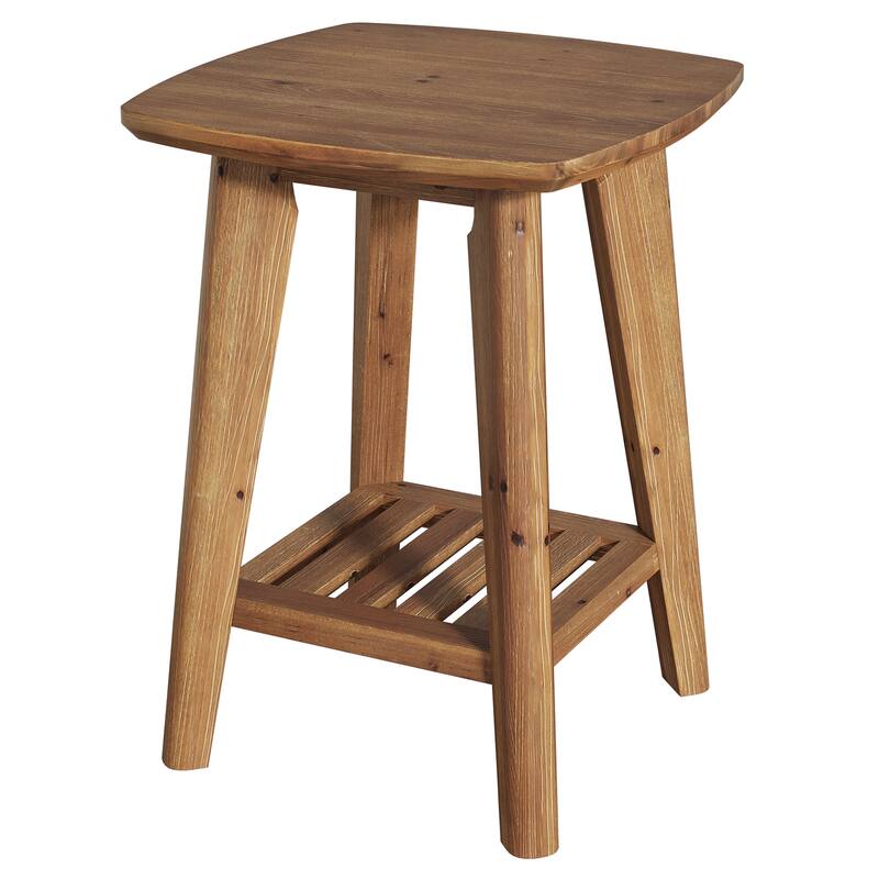 Solid Wood Square End Table with Storage Shelf, 19.68" Wood Side Table for Living Room, Sofa Side