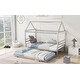preview thumbnail 3 of 22, Twin Size Metal House Shape Platform Kids Bed with Trundle, Sleek Modern Design, Durable Frame with Rolling Trundle, Silver
