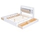 preview thumbnail 15 of 15, Wood Queen Size Platform Bed with Upholstered Storage Headboard, Shelves, and 4-Drawers, White Finish