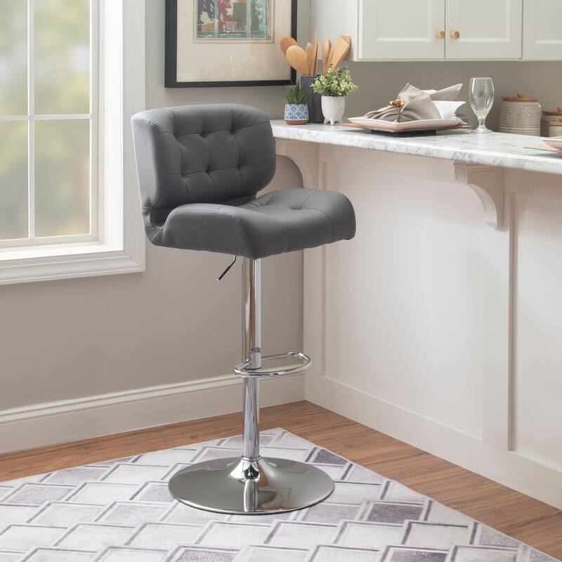 Reilly Adjustable Faux Leather Barstool