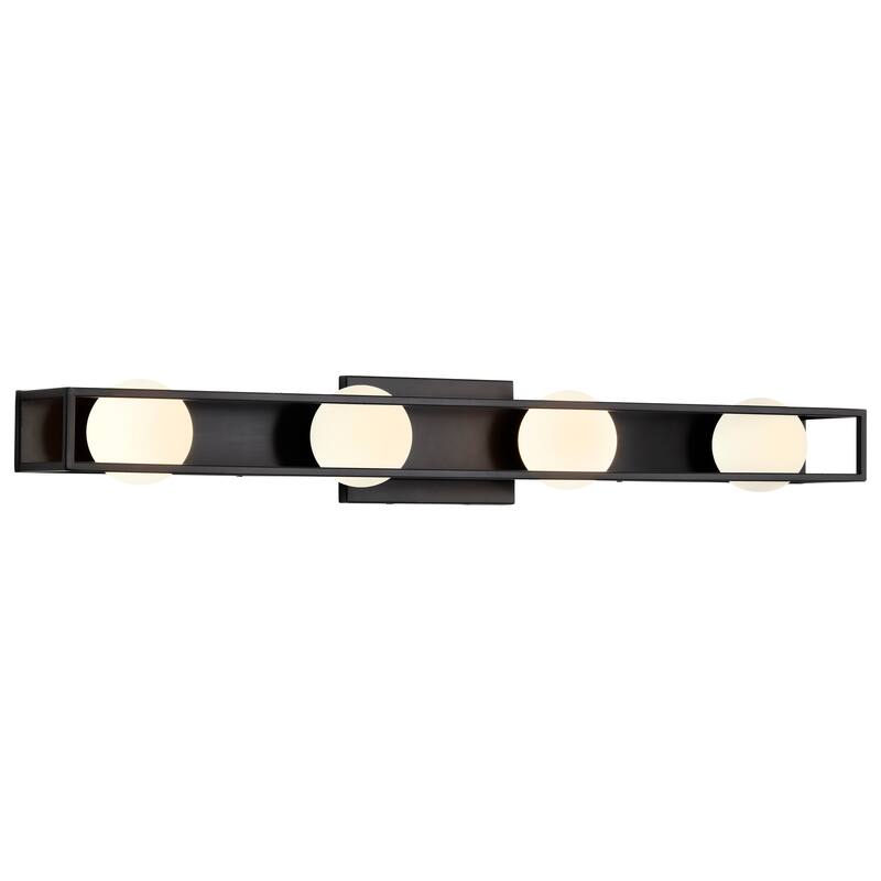 Jenkins 32 Inch 4 Light LED Vanity Matte Black with Frosted Glass