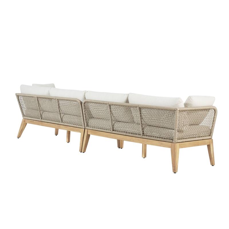 Cypress Teak Wood 128" Sofa with Rope Design