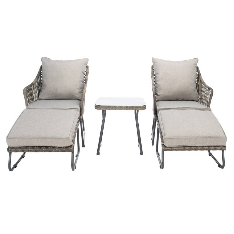 SAFAVIEH Outdoor Living Narda 5-piece Lounger Set - 26"W x 29"D x 32"H - Grey/Grey