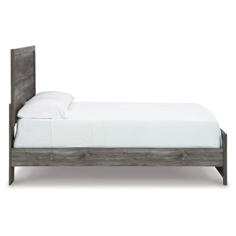 Roso Queen Panel Bed with Wood Grain Finish, Dark Gray Wood-Laminate