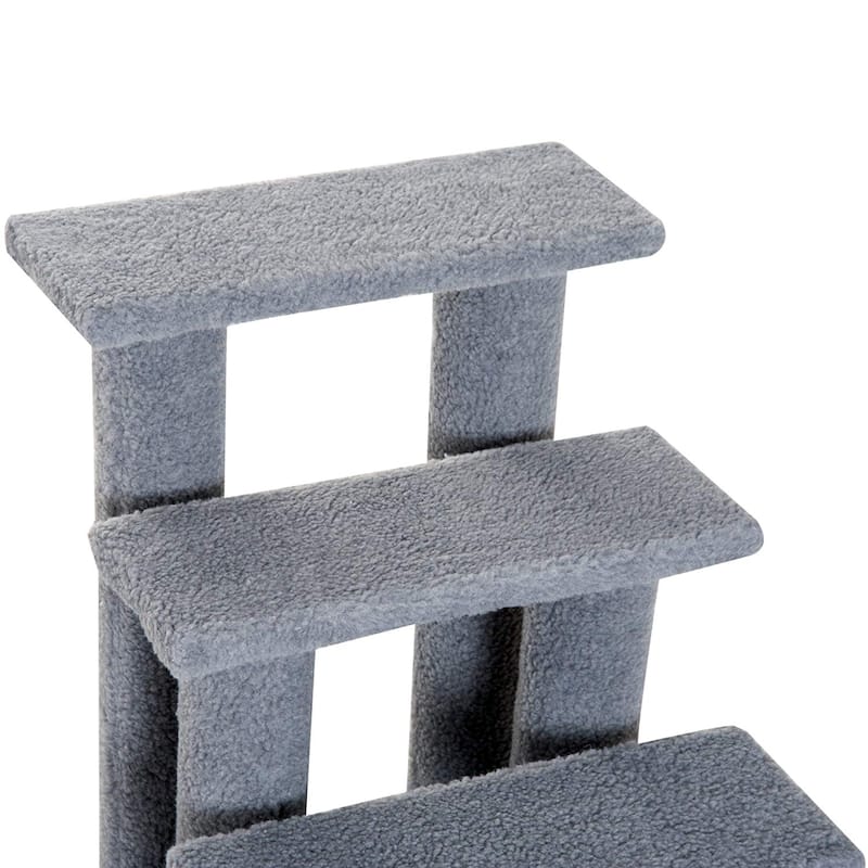 PawHut 25" 4-Step Multi-Level Carpeted Cat Scratching Post Pet Stairs - Grey